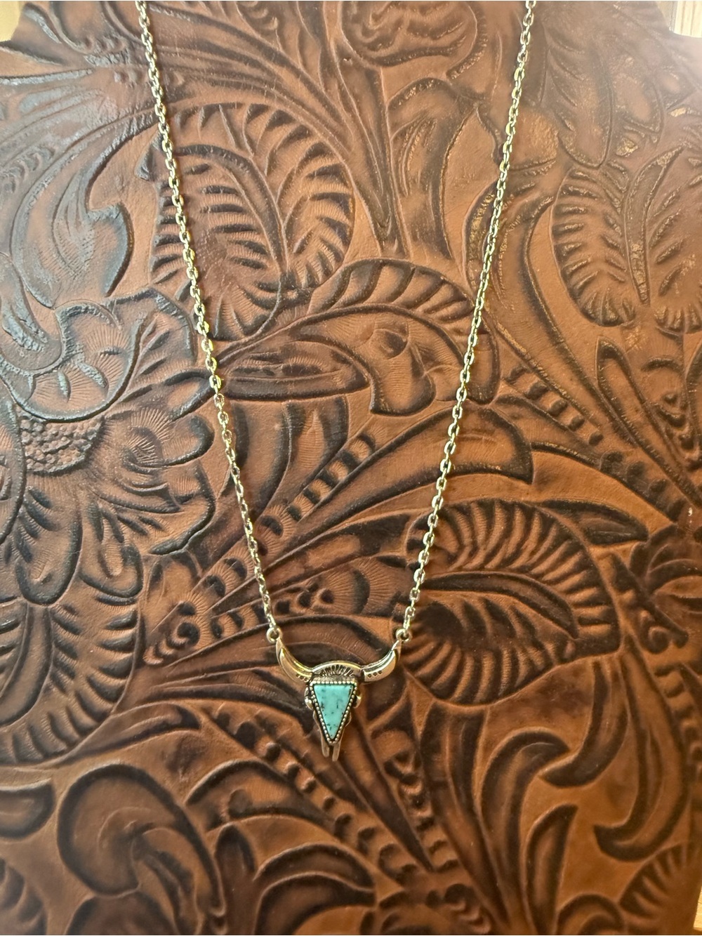 Turquoise Triangle Pendant Necklace - Women Jewelry